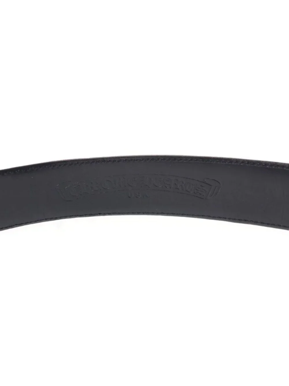Chrome Hearts 1.5 Strap Floral Label Rivets Leather Belt Black